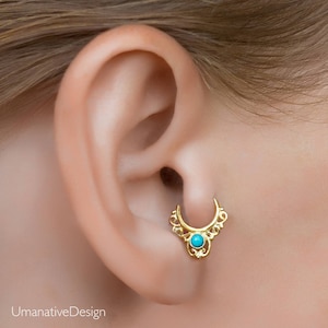 Gold Tragus Earring, Tragus Hoop Earring, Tragus Piercing, Indian Earring, Cartilage Earring, Tragus Cuff, Tragus Gold Plated Earring