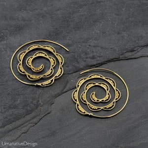 Spiral Earrings, Indian Earrings, Tribal Earrings, Spiral Hoop, Geometric Earrings