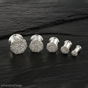 Ear Gauges, Plugs and Tunnels, Ear plugs, Sterling Silver Plugs, Flower Gauges, Gauges Plugs, Ear Gauges and Plugs