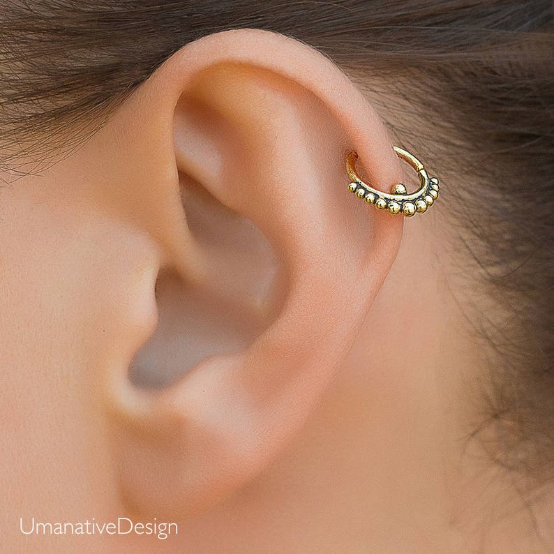 18g Tribal Septum Ring For Pierced Nose Piercing Sterling Silver 925 Nose Septum.
