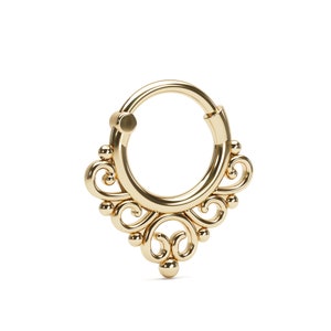 Unique and Beautiful Indian Septum Ring for Pierced Nose, Gold Septum Ring, Gold Septum Jewelry, Tribal Septum Hoop image 4