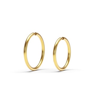 14K Gold Hoop, Tiny Nose Hoop, 20g Nose Jewelry, Snug Fit Nose Ring, Nose Piercing, Endless Hoop, 14k Solid Gold Hoop 7mm 8mm