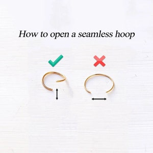 How to open a seamless hoop - Gently push the open side away from you, while the other side stays in place. Insert the ring and then push the top gently back.