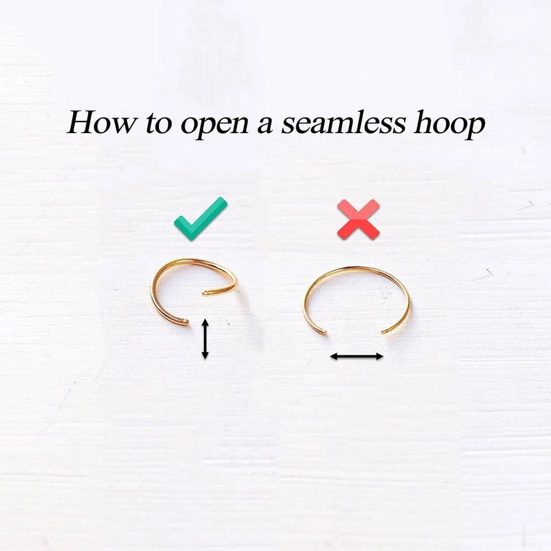 How to open a seamless hoop - Gently push the open side away from you, while the other side stays in place. Insert the ring and then push the top gently back.