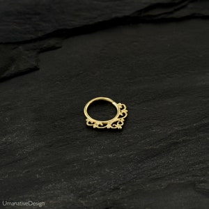 Unique and Beautiful Indian Septum Ring for Pierced Nose, Gold Septum Ring, Gold Septum Jewelry, Tribal Septum Hoop image 6