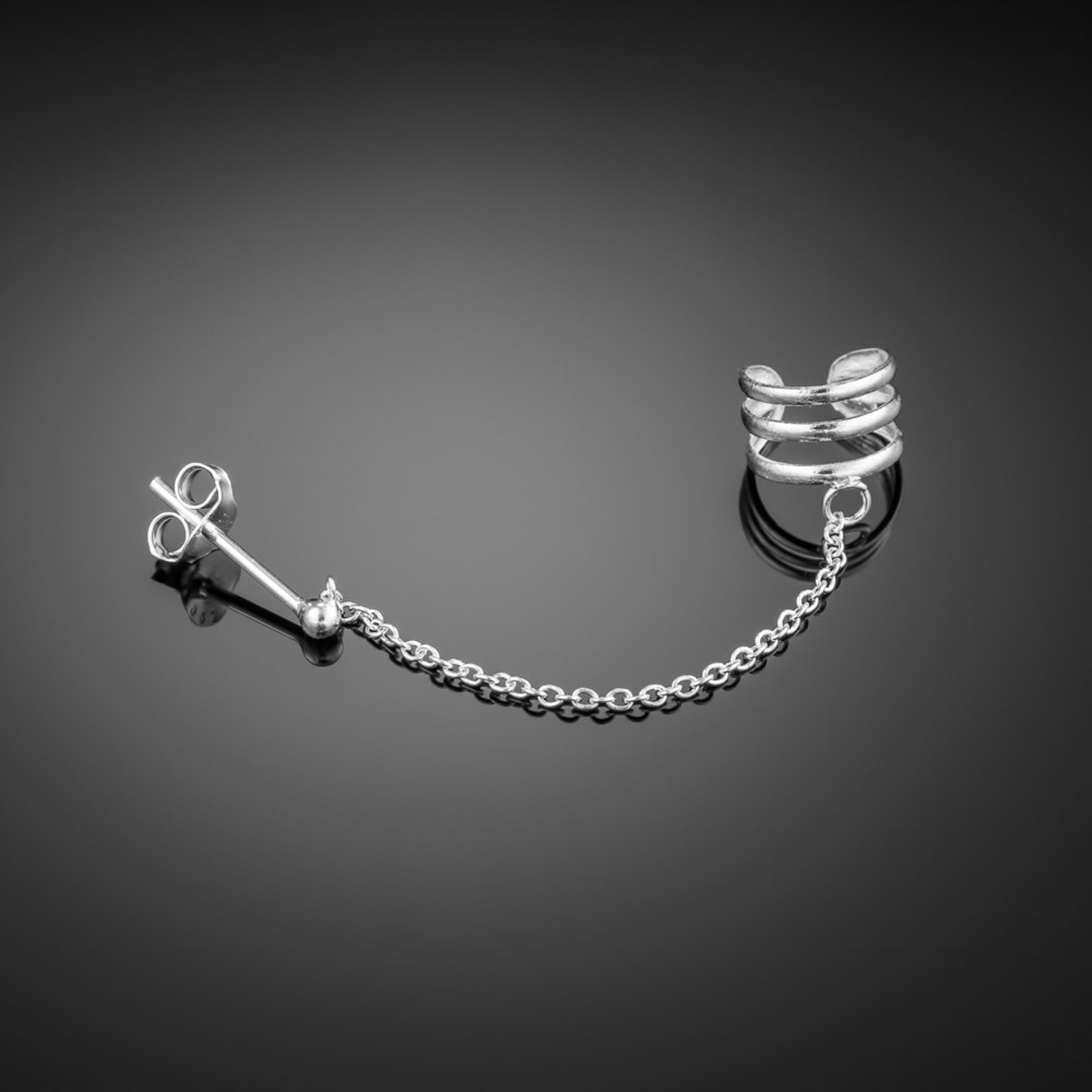 Silver Ear Cuff Earring Chain.ear Cuffs Earring. Ear Cuff Etsy