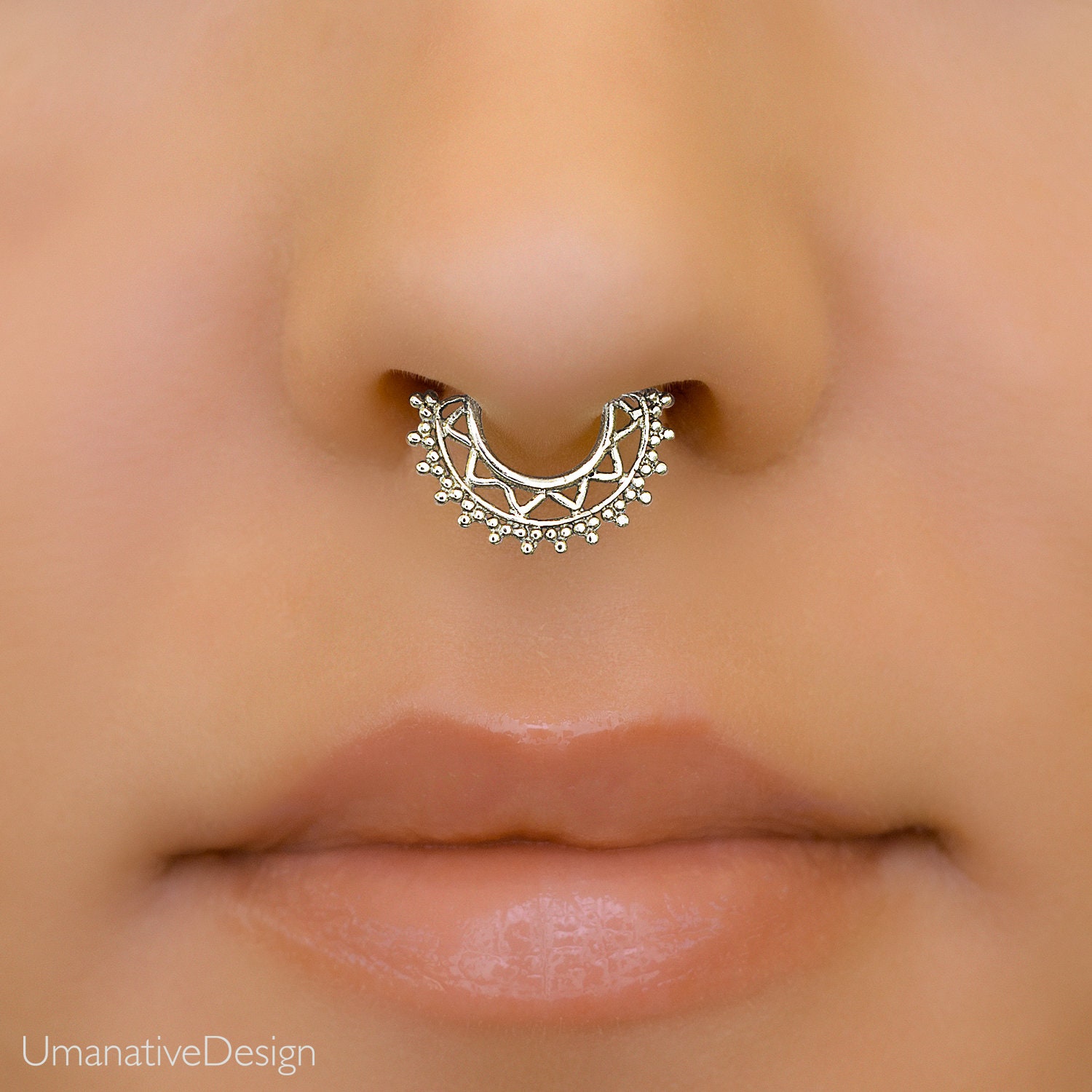 Gold 16G AB Crystal Triangle Septum Nose Ring | Claire's US