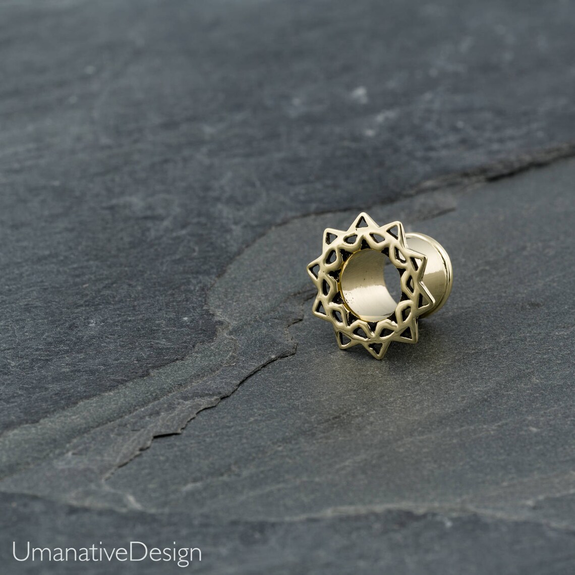 Brass Lotus Ear Tunnel 8mm0g. Lotus Ear Tunnel. Tribal Ear Etsy