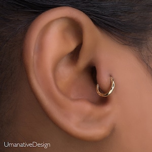 Tragus Earrings. Tiny Hammered Hoop Earring. Daith Earring. Gold Helix Earring. Helix Piercing