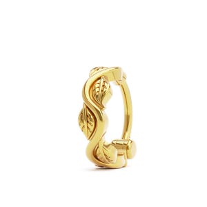 Cerchio foglia, Cerchio elica d'oro, Cerchio elica foglia, Anello Trago d'oro, Cerchio ondulato, Daith Piercing, Orecchino a cerchio ispirato alla natura, Cerchio Boho Helix
