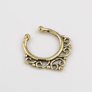 Tiny Fake Septum Ring For Non Pierce Nose. Indian Style Fake Septum. Clip On Septum. Brass