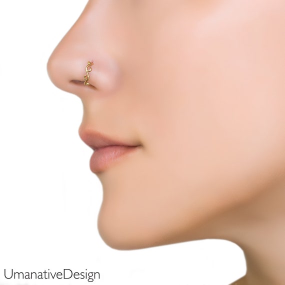 CZ STUDDED GOLD PLATED SMALL NOSE PIERCING NOSE RING – Sanvi Jewels