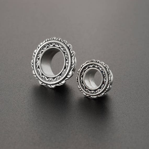 Unique Silver Feather Ear Gauges . 6g 2g 0g 00g 1/2" unique ear gauges. ear plugs. silver plug earrings. tunnel plugs. ear tunnels