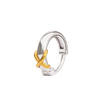 Unique Nose Ring Hoop, Mixed Metal Nose Ring, Silver and Gold Nose Hoop, X Nose Ring, Nostril Piercing, Nose Jewelry, Modern Nose Ring