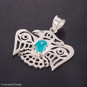 Eagle Necklace, Silver Eagle Jewelry, Men Pendant, Men Necklace, Eagle Pendant, Turquoise Pendant, Silver eagle