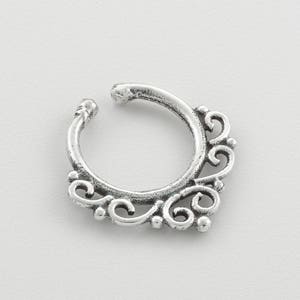 Tiny Fake Septum Ring For Non Pierce Nose. Indian Style Fake Septum. Clip On Septum. Sterling silver