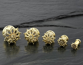 Ear Gauges, Gauge Jewlery, Tunnels, Ear Tunnels, Flower Mandala Ear Tunnels and Plugs, Tribal Gauge Jewlery