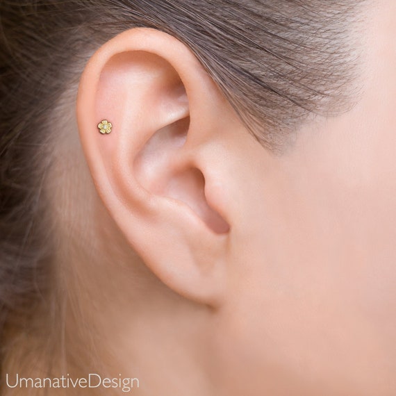 Buy Helix Earring Cartilage Stud Earring Gold & Sterling Silver Helix  Jewelry Tiny Stud Small Piercing Dainty Modern Jewelry CRT002 Online in  India - Etsy