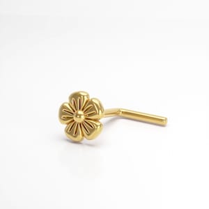 Tiny Flower Nose Stud, Indian Nose Stud, Gold Nose Stud, L Shape, Flower Nose Piercing, Nose Piercing