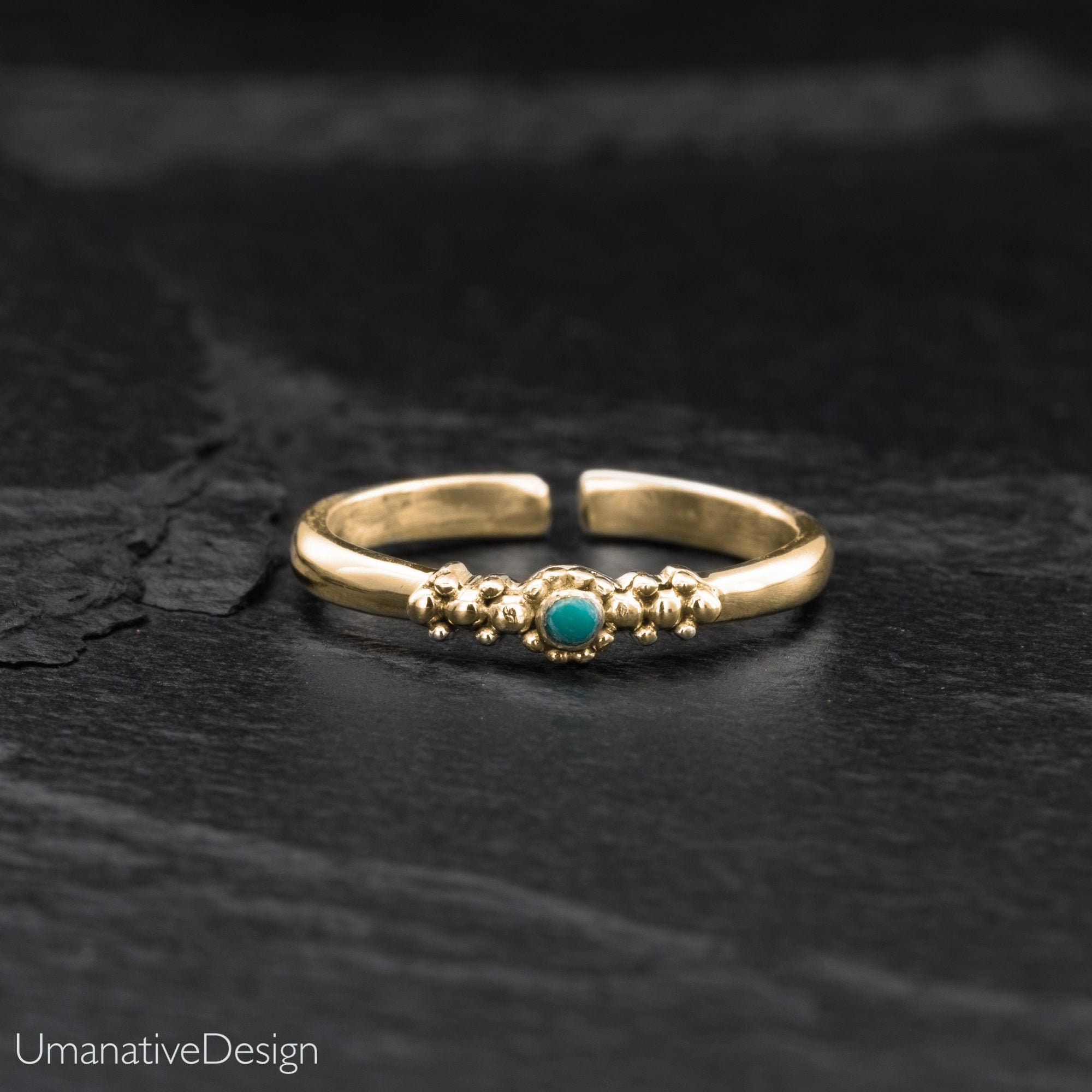 Dünner Band-Zehenring, Ring für Zeh, Gold-Zehenring, verstellbarer Zehenring mit Türkis, Gold-Band-Zehenring, Zehenring für Frauen, Midi-Ring