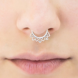 Tribal Septum Ring For Pierced Nose. Nose Jewelry. Septum Piercing. Silver Septum Ring. Silver Septum. Septum Jewelry
