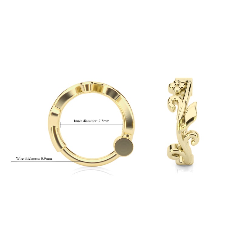 Nose Ring Hoop Gold Leaf Clicker Nose Ring Nose Piercing Etsy