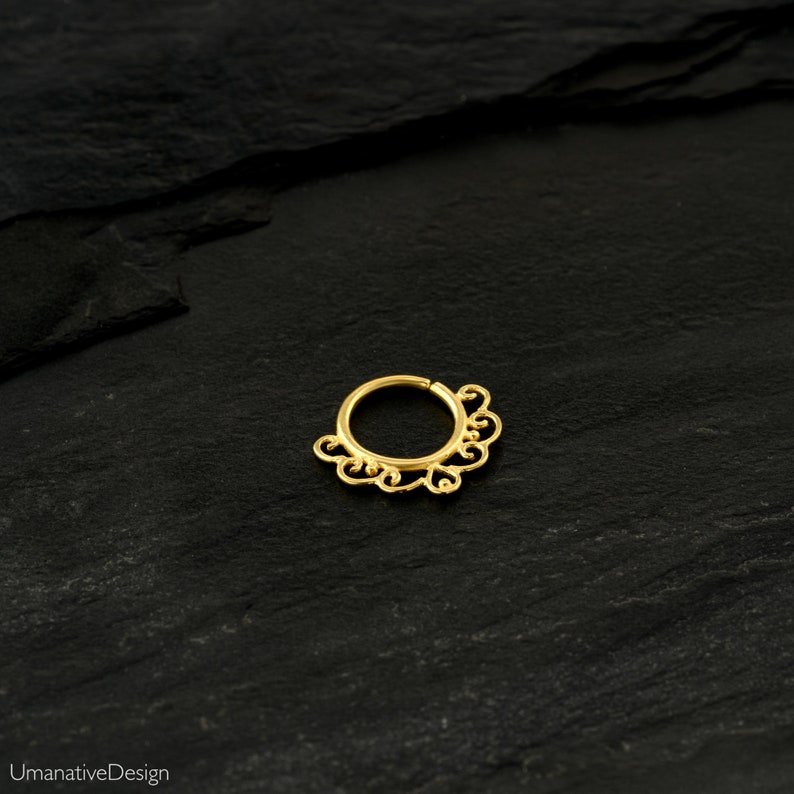 Gold Septum Ring, Septum Piercing, Gold Septum Ring, Tribal Septum Ring, Indian Septum Ring, Septum Jewelry, Gold Plated