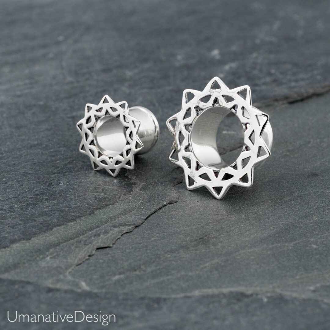 Lotus Ear Tunnel 6g 2g 0g 3/8 00g 7/16 000g 1/2g. Silver Ear Gauges