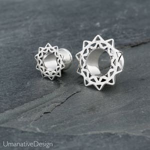 Lotus ear tunnel 6g 2g 0g 3/8 00g 7/16 000g 1/2g. silver ear gauges. silver tunnels. plugs gauges. silver plugs. tunnel plug. gauge jewelry.
