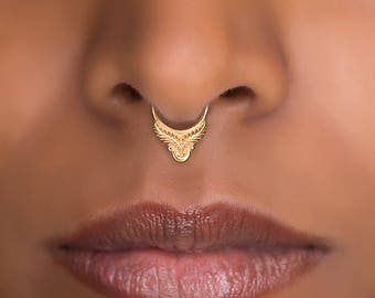 Gold Septum Ring, Septum Jewelry, Gold Nose Ring
