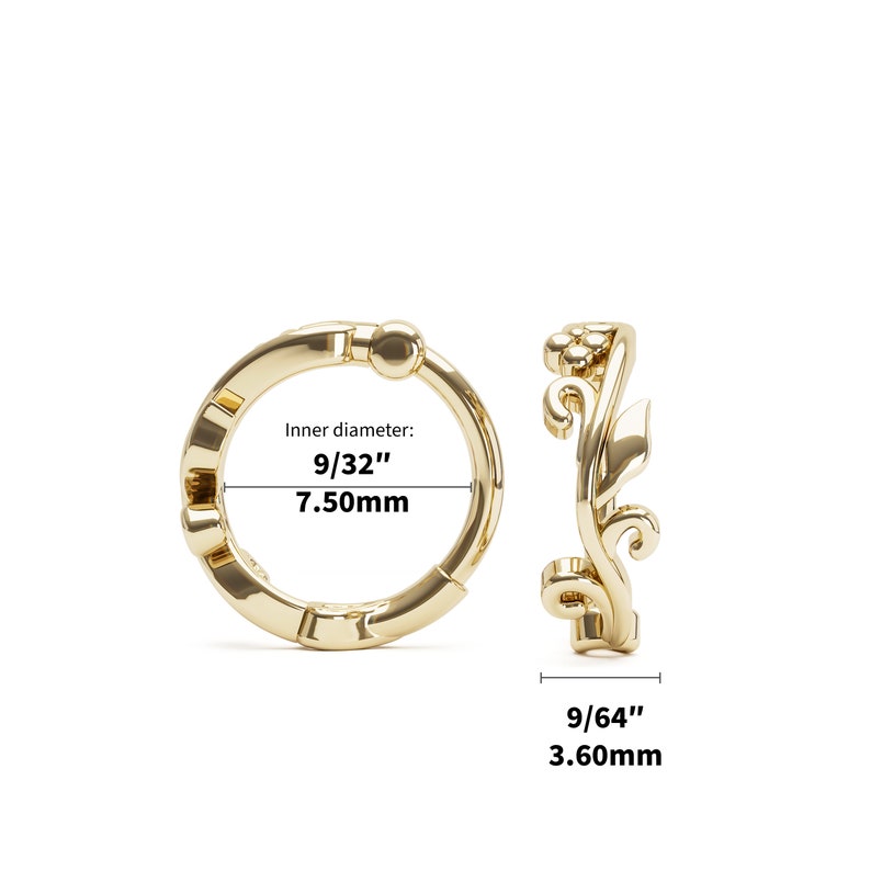 Gold Leaf Helix Hoop, Snug Fit Helix Ring, Cartilage Piercing, Helix Piercing, Bohemian Gold Hoop, Cartilage Earring, Boho Helix Earring image 6
