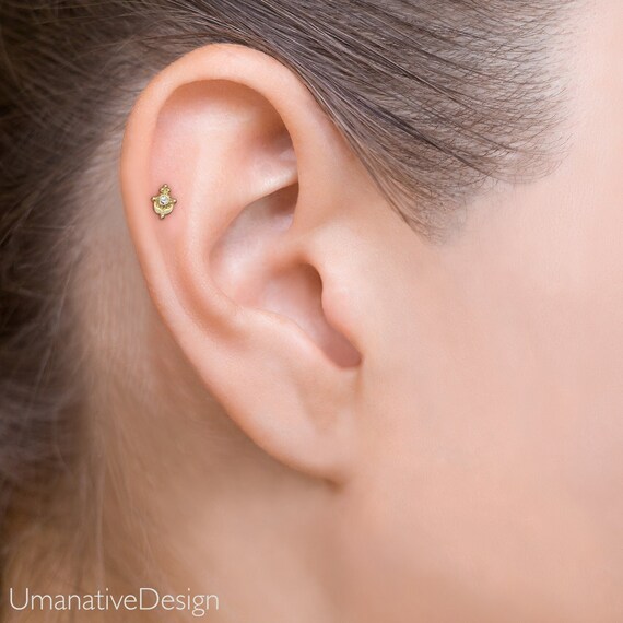 Gold flat 2024 back cartilage earring