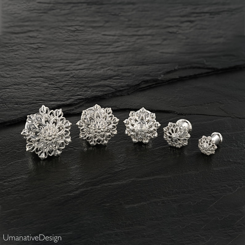 Lotus Flower Ear Gauges 00 Gauge Earrings Flower Gauges Etsy