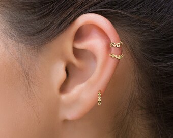 Curated Ear Piercings Set 14K Gold Cartilage Hoops Gold Helix Earrings Tribal Tragus Hoop Daith Piercing Set Options Available