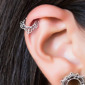Helix earring. cartilage hoop. cartilage earring. helix hoop. helix piercing. boho earrings. silver tragus earring. silver helix hoop