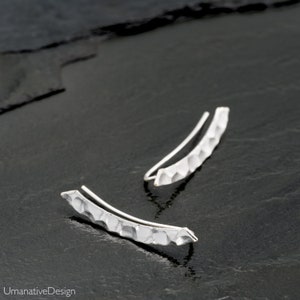 Sterling Silver Hammered Ear Climbers, Silver Ear Climber, Silver Earrings