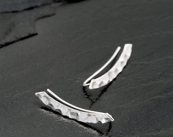 Sterling Silver Hammered Ear Climbers, Silver Ear Climber, Silver Earrings