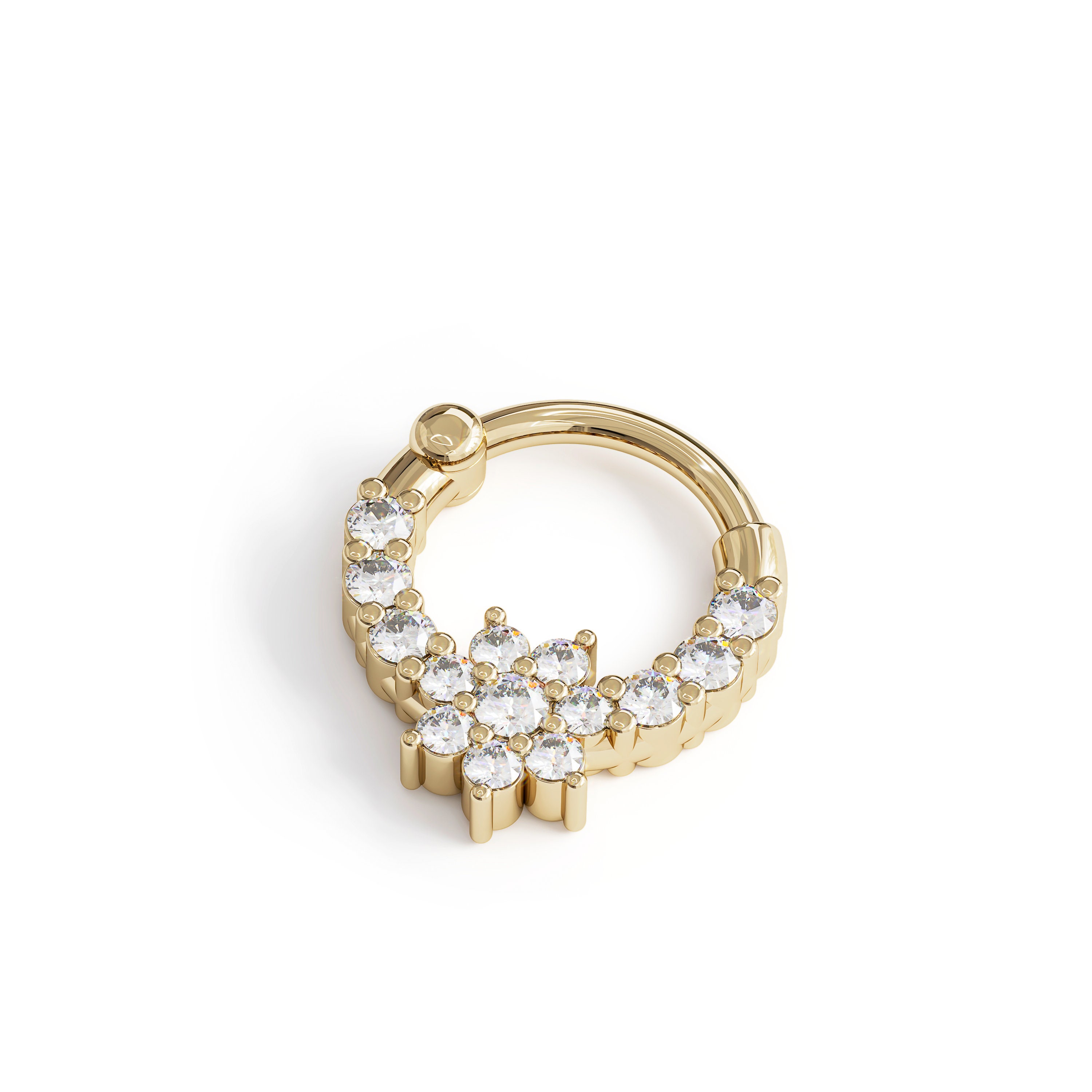 Herlipto♡Clear Flower Gold Tone pierces Dazzle Flower Cartilage Helix Piercing 14K Gold | Musemond