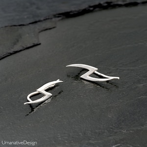 Silver Ear Crawler Earrings, Silver Ear Climber, Silver Ear Crawler