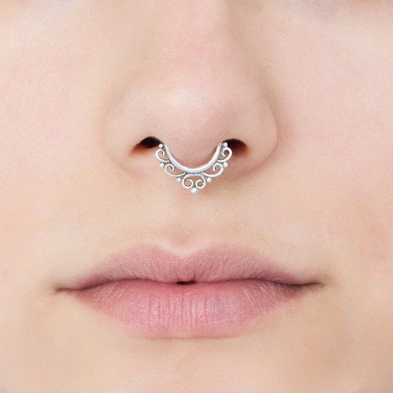 Buy Oxidised Silver Boho Septum Nose Ring Online | Craftsvilla