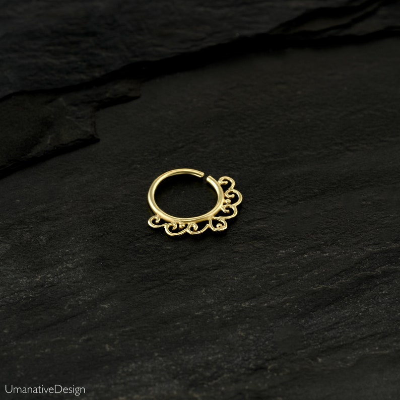 Gold Septum Ring, Septum Piercing, Gold Septum Ring, Tribal Septum Ring, Indian Septum Ring, Septum Jewelry, Brass
