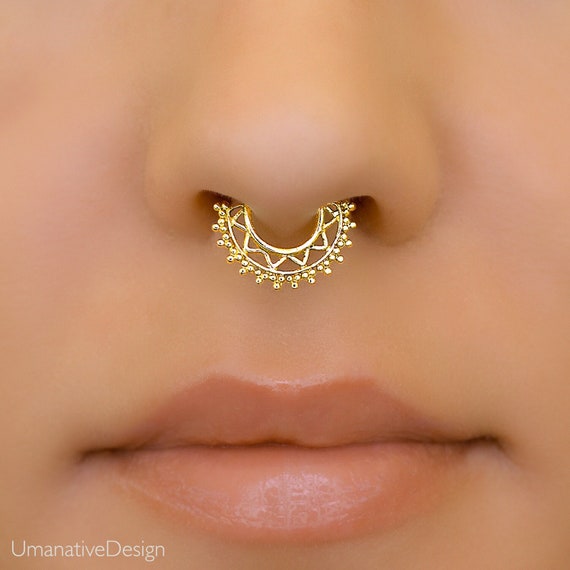 Buy Fake Septum Ring Gold Faux Septum Ring, Fake Septum Piercing, Clip on  Septum Ring, Septum Cuff, Fake Septum Online in India - Etsy