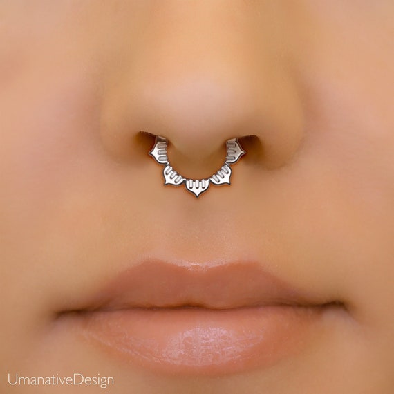 Sterling Silver 925 Septum Nose Ring For Non Pierced nose – NEMICHAND JEWELS