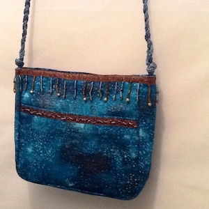 Hand-Beaded Purse---Teal w/Gold Specks w/ Brown,Teal, & Gold Beads