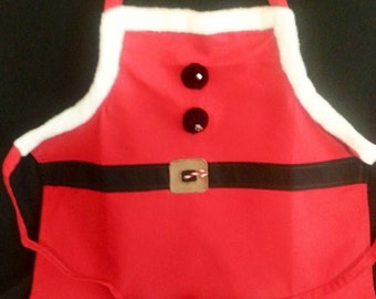 Handmade Santa Apron W/ Red Straps ( Full Length )