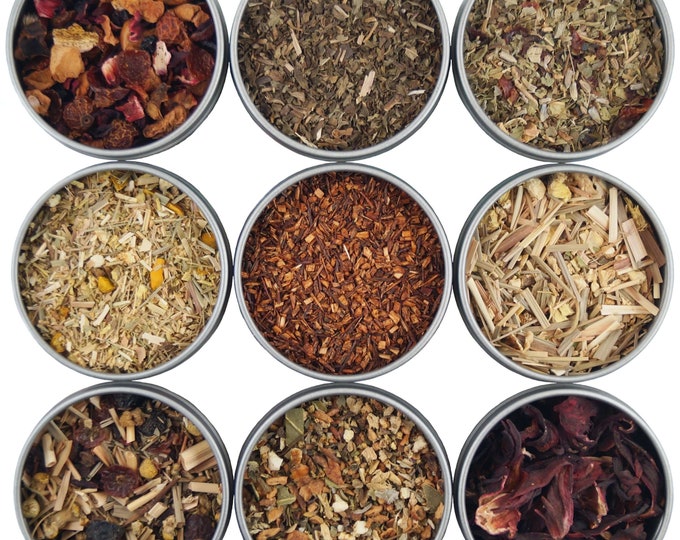Heavenly Tea Leaves Organic Herbal Tea Sampler, 9 Naturally Caffeine-Free Loose Leaf Herbal Tisanes (Approx. 90 cups)