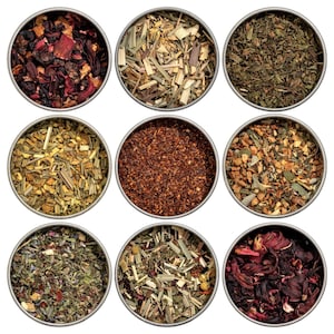 Heavenly Tea Leaves Organic Herbal Tea Sampler, 9 Naturally Caffeine-Free Loose Leaf Herbal Tisanes (Approx. 90 cups)