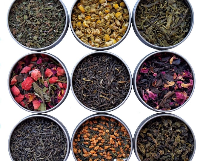 Heavenly Tea Leaves 9 Flavor Variety Pack, Loose Leaf Tea Sampler, 9 Assorted Teas & Herbal Tisanes (Approx. 90 cups)