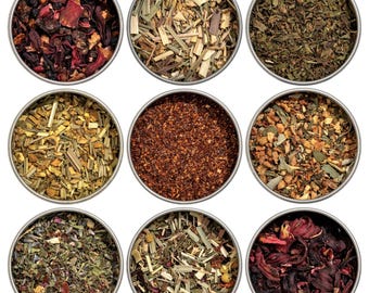 Heavenly Tea Leaves Organic Herbal Tea Sampler, 9 Naturally Caffeine-Free Loose Leaf Herbal Tisanes (Approx. 90 cups)