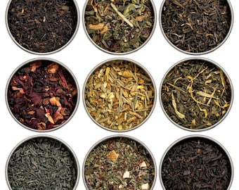 Heavenly Tea Leaves Organic Loose Leaf Tea Sampler Set, 9 Assorted Loose Leaf Teas & Herbal Tisanes (Approx. 90 cups)